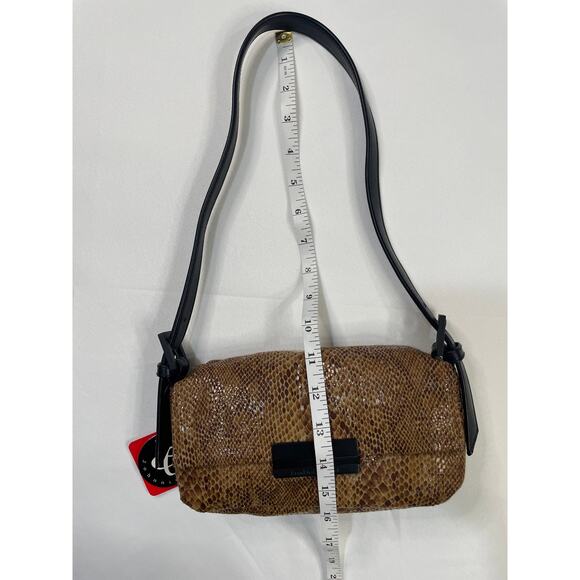 Frankie & Johnnie Snake Pattern Shoulder Bag Black & Tan - Picture 7 of 10